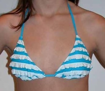 Sunflower - Long Triangle Blue w/White Ruffle